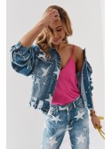 Jacheta largi din denim cu stelute 5535 - Magazin online - Boutique